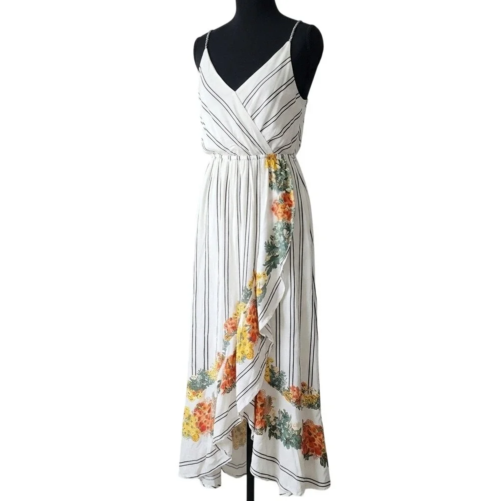Anthropologie x FARM Rio Kasai Wrap Maxi Dress Large Petite Floral Boho NWT $198 - Picture 2 of 11